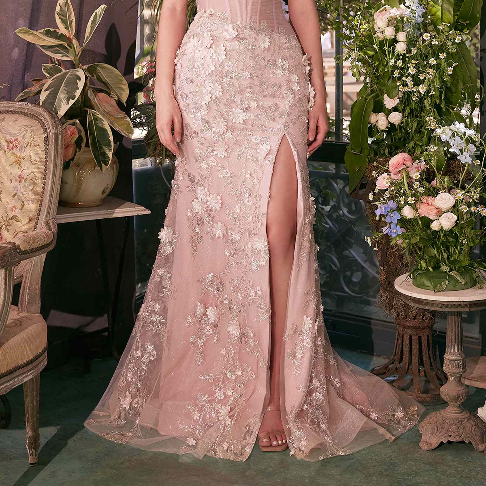 Andrea & Leo A1396 Sheer Pleated Corset Gown