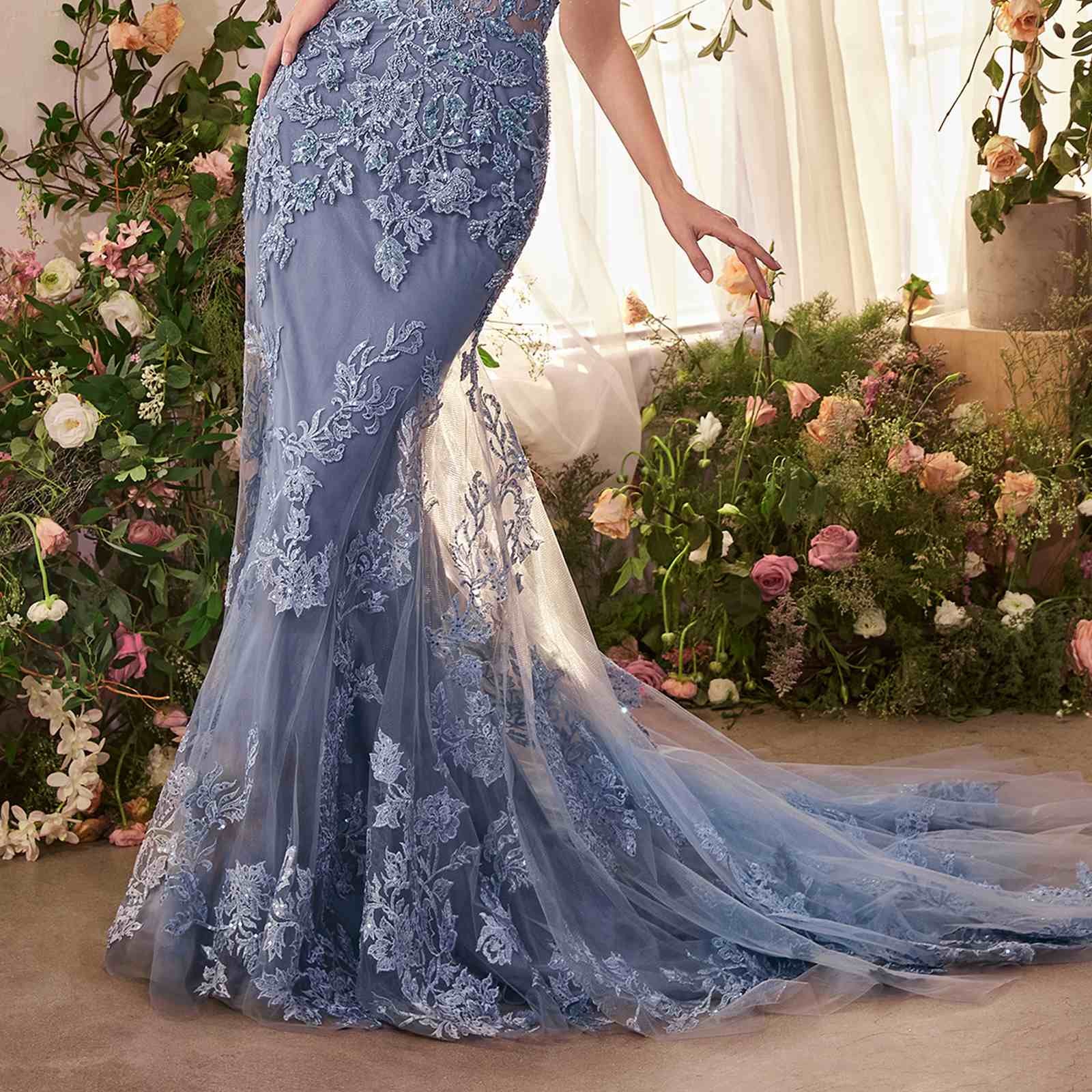Andrea & Leo A1421 Dress Foliage Beaded Lace Mermaid Gown