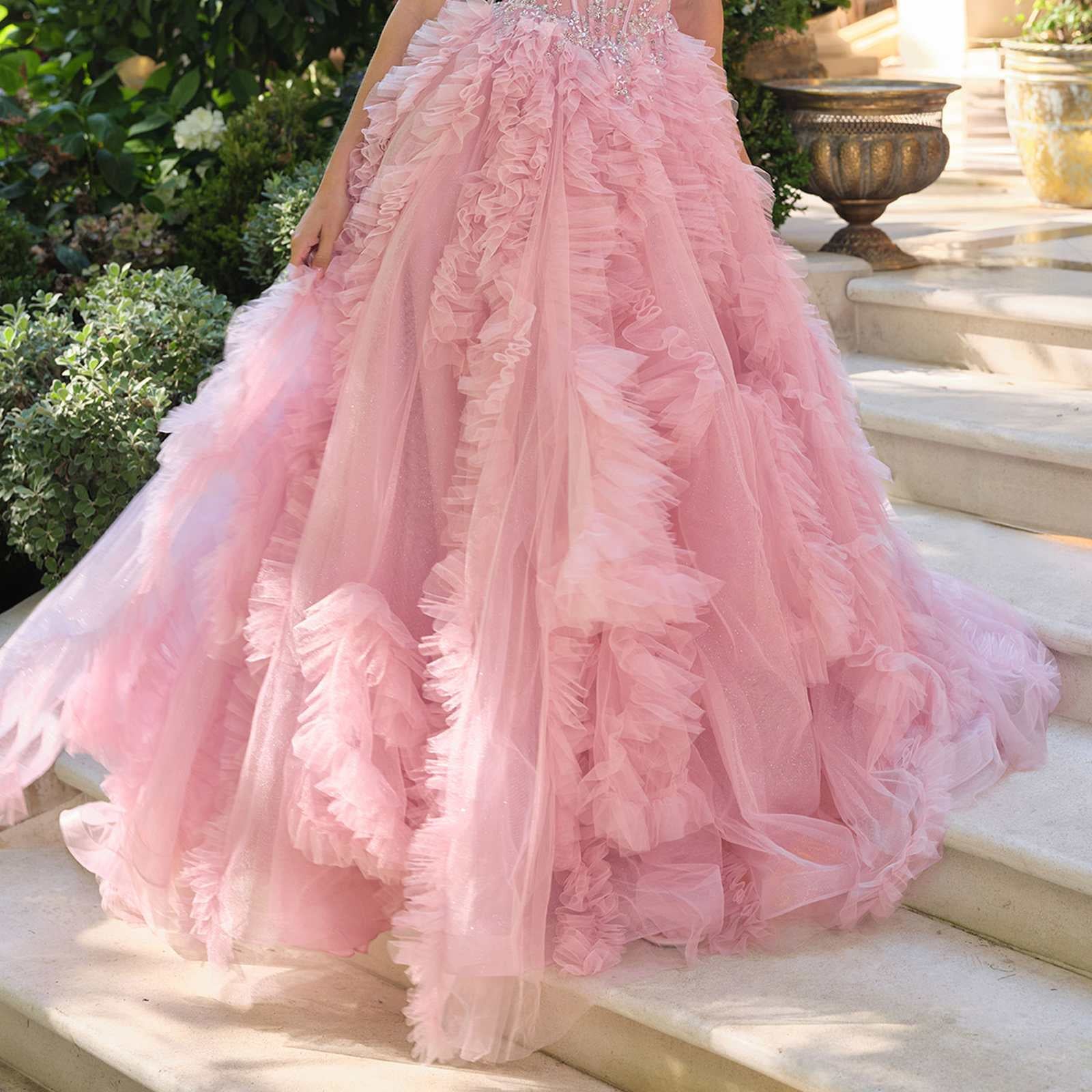 Andrea & Leo A1483 A-Line Gown Sheer Boned Bodice Strapless Fairytale