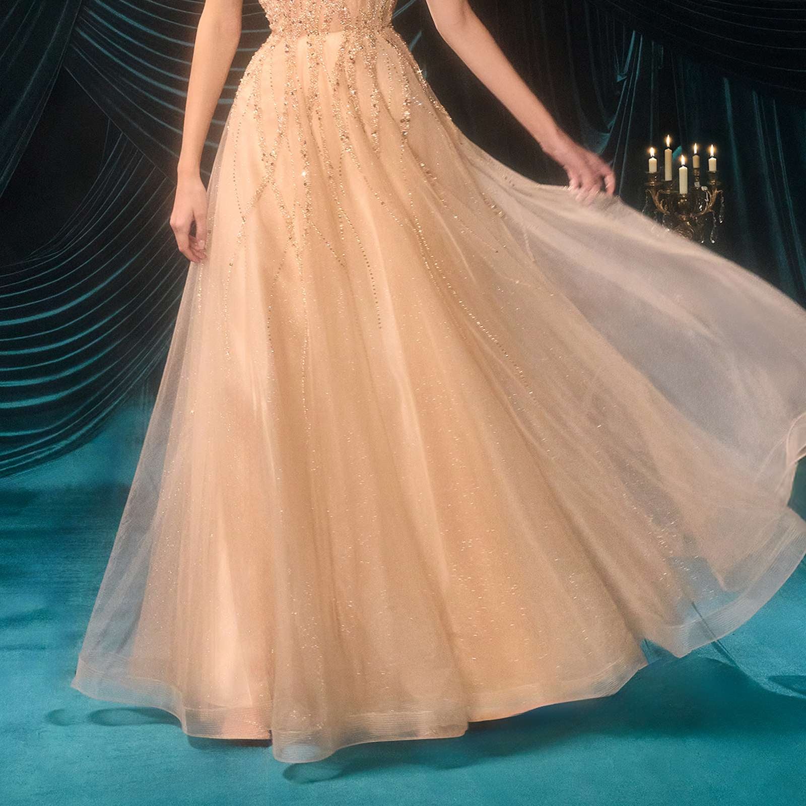 Andrea & Leo A1491 Boned Asymmetrical Sequin Bodice A-Line Formal Dress