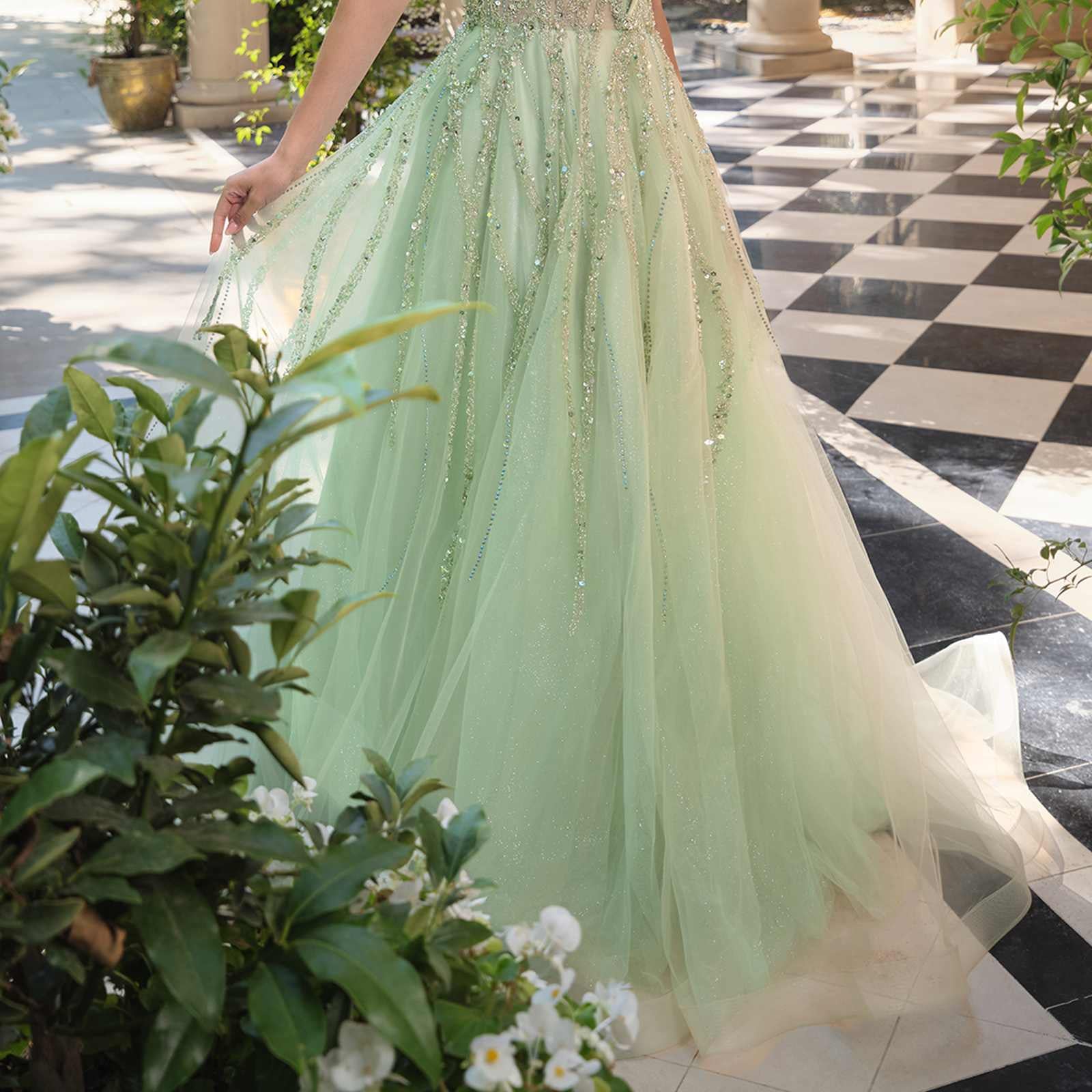 Andrea & Leo A1491 Boned Asymmetrical Sequin Bodice A-Line Formal Dress