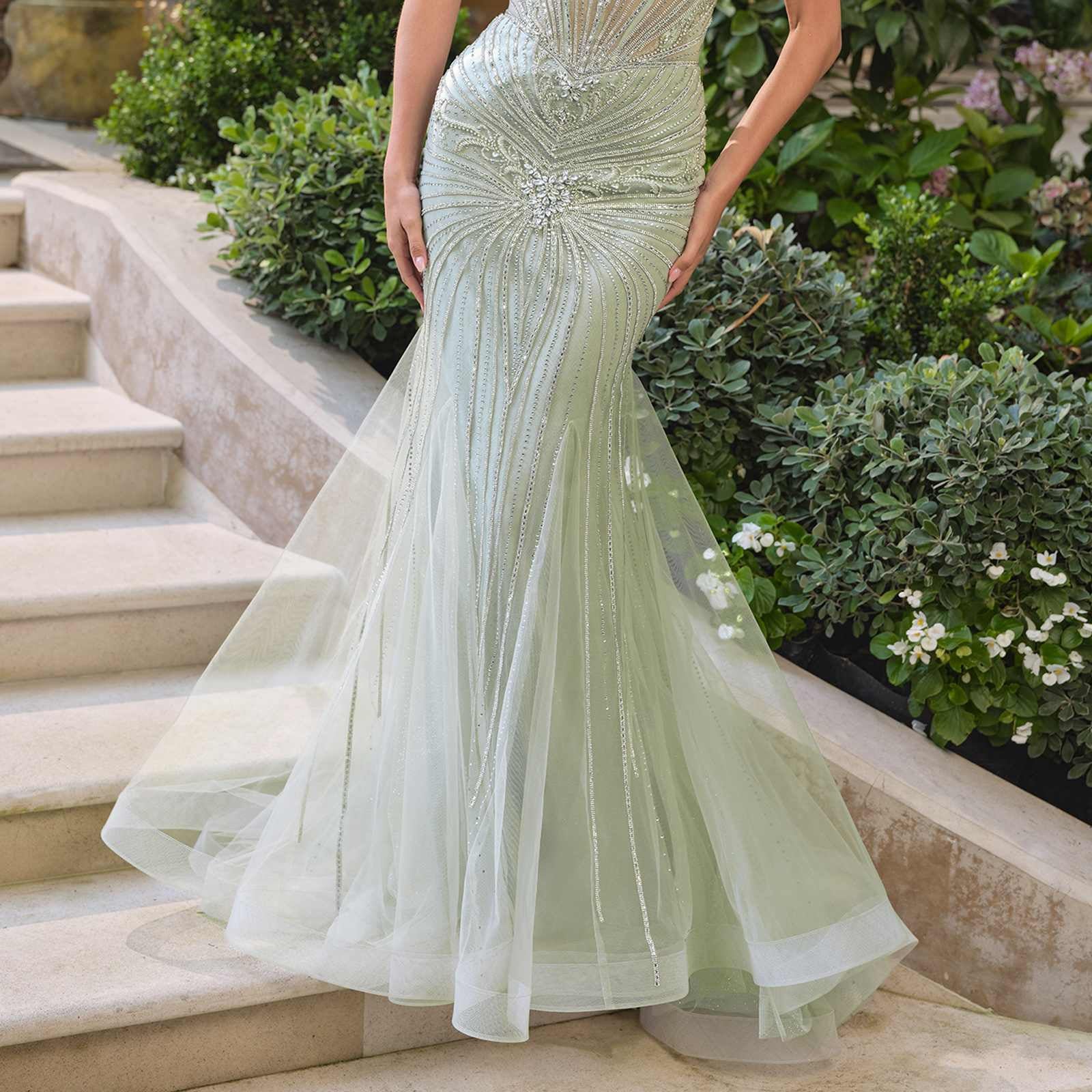 Andrea & Leo A1492 Starburst Beaded Pattern Fitted Mermaid Gown