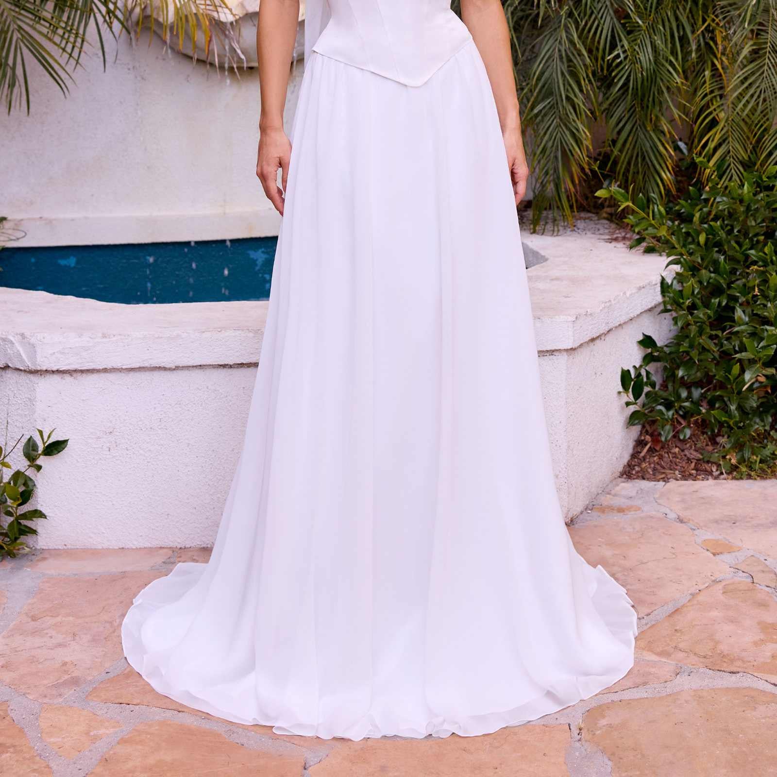 Ladivine CD386W Chiffon Strapless A-Line Bridal Gown
