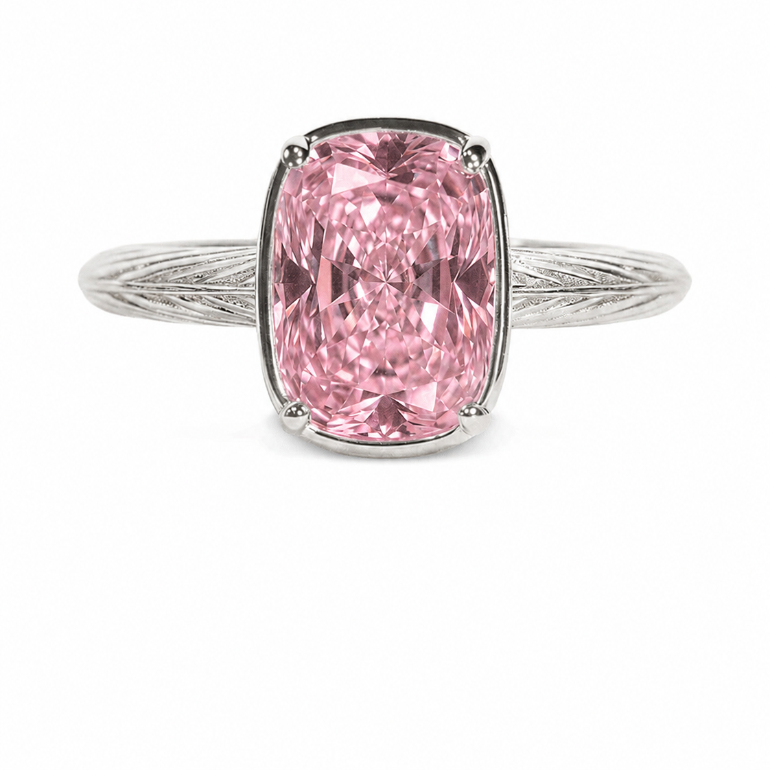 Sterling Silver Mini Pink Sapphire Cushion Ring