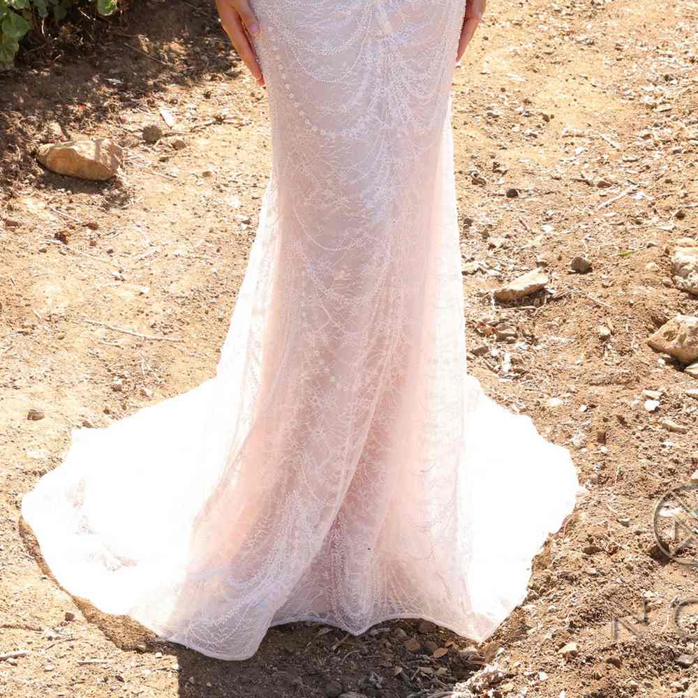 Nox Anabel JE994L Fitted Beaded Lace Long Sleeve Bridal Gown