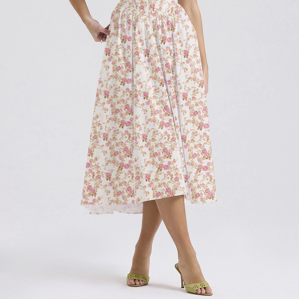 Summer Slim Suspender Long Dress Fashion Printed V-Neck Temperament Dress