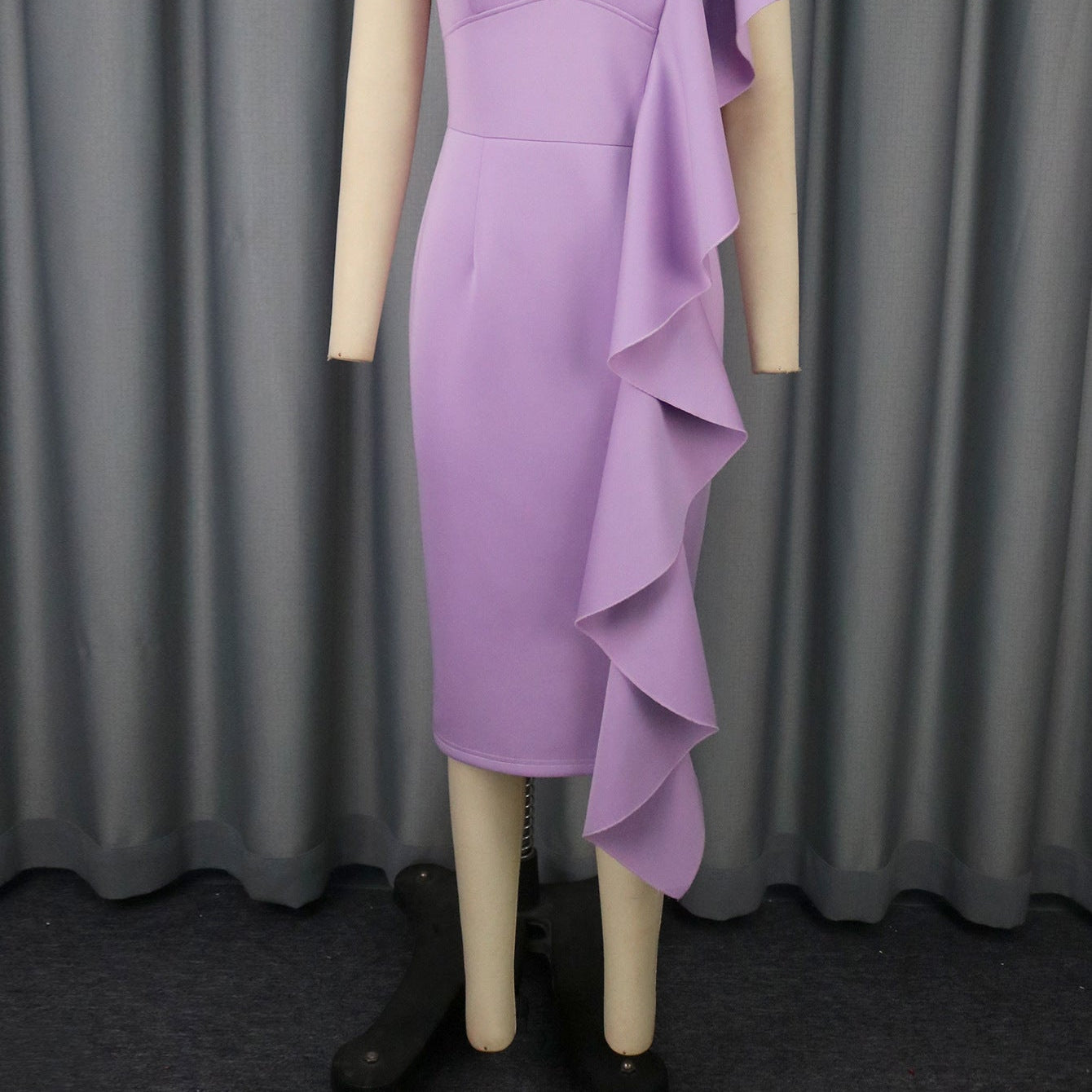 Women Clothing Sexy V neck Strap Dress Elegant Ruffle Slim-Fit Sheath Cocktail Evening Dress