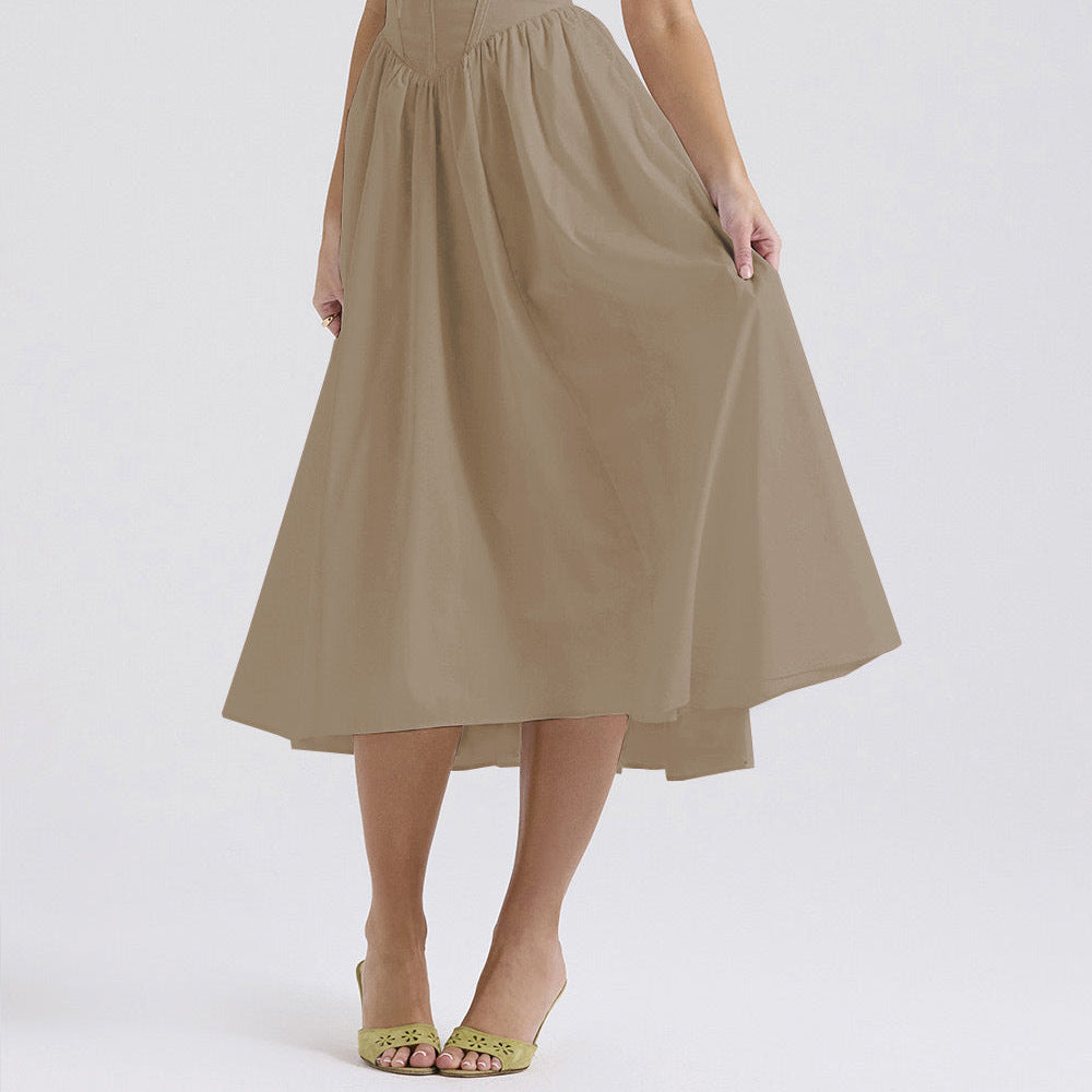 Summer Slim Suspender Long Dress Fashion Printed V-Neck Temperament Dress