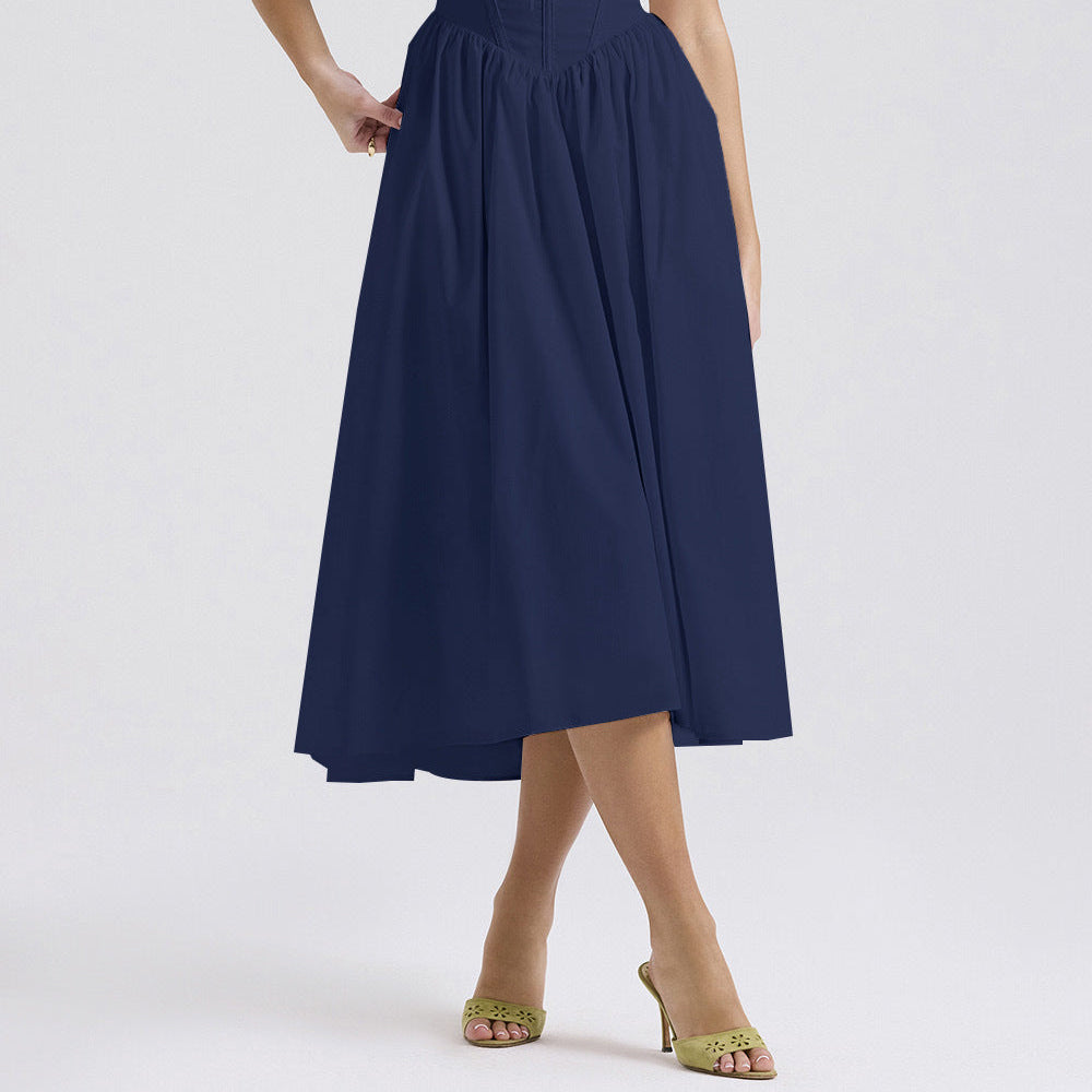 Summer Slim Suspender Long Dress Fashion Printed V-Neck Temperament Dress