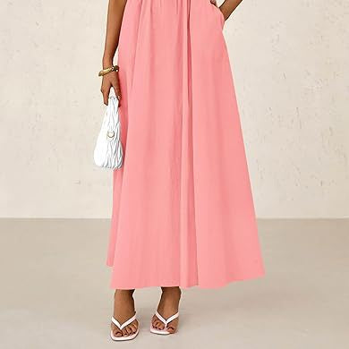 Women's Dress, Thin Shoulder Strap Pleated Vest, Suspender Pocket Dress
