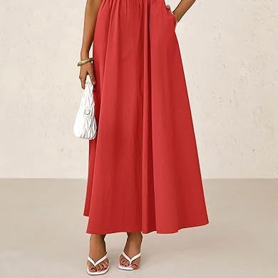 Women's Dress, Thin Shoulder Strap Pleated Vest, Suspender Pocket Dress
