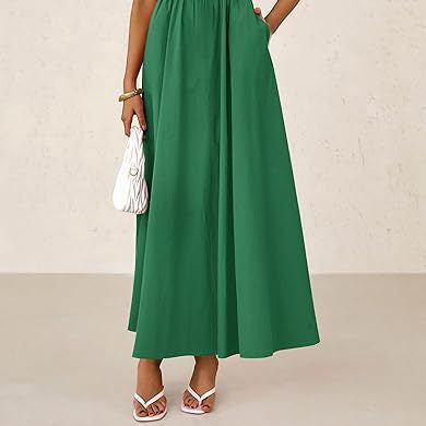 Women's Dress, Thin Shoulder Strap Pleated Vest, Suspender Pocket Dress