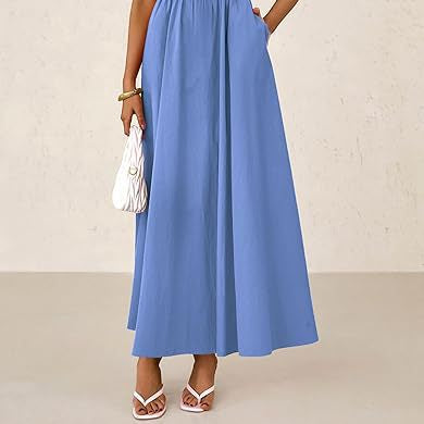 Women's Dress, Thin Shoulder Strap Pleated Vest, Suspender Pocket Dress