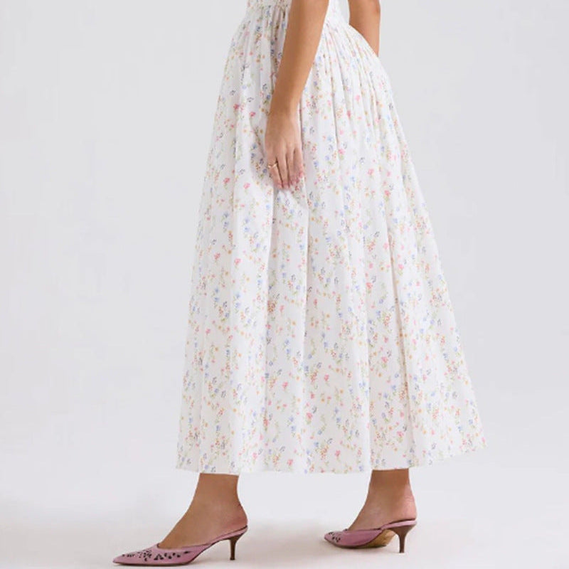 Elegant & Gentle Style Slimming Floral Spaghetti Strap Ethereal Dress