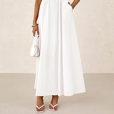 Women's Dress, Thin Shoulder Strap Pleated Vest, Suspender Pocket Dress