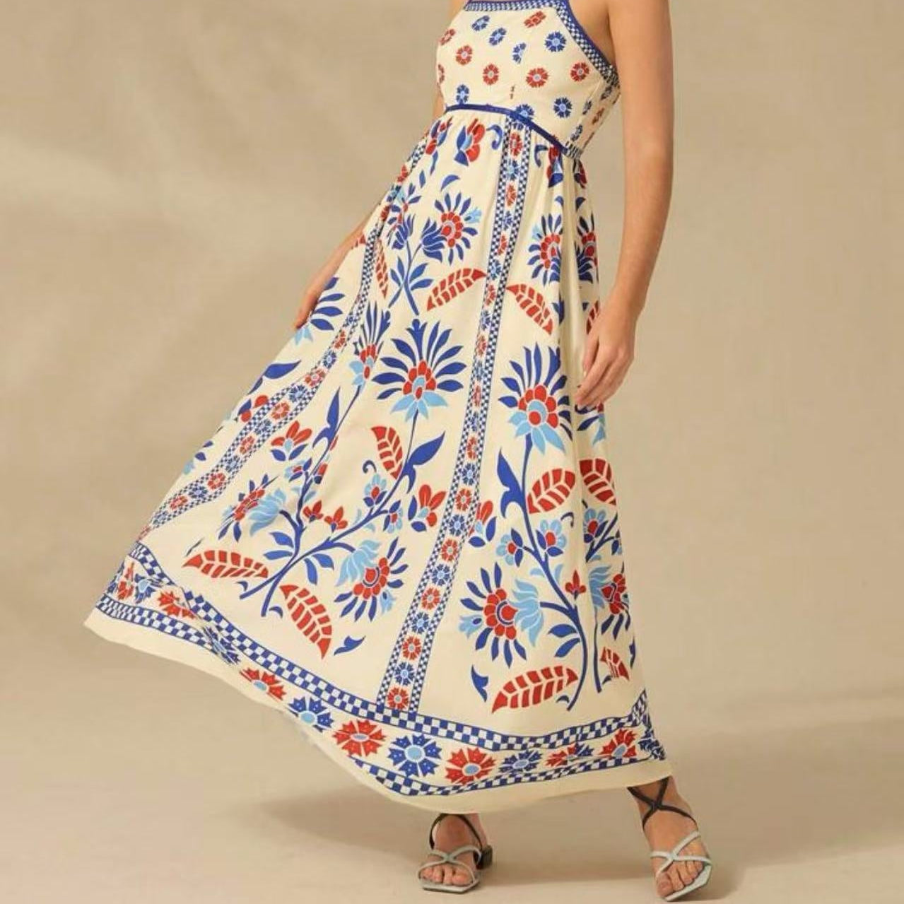 Women's Summer Floral Print Dress - Vacation Style Midi