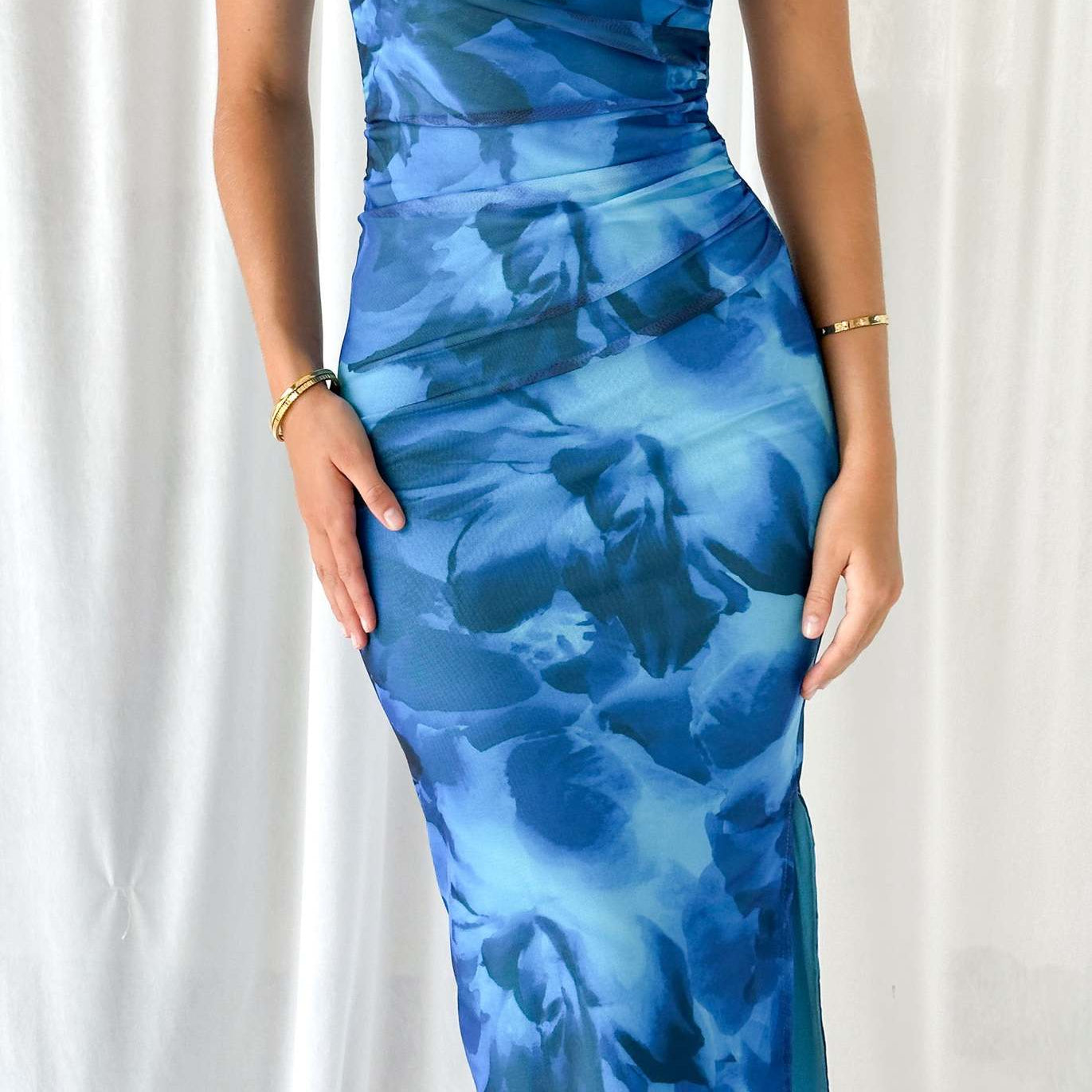 Women's Spring Summer Elegant Sexy Printed Bodycon Waist-Defining Slimming Chic Dress