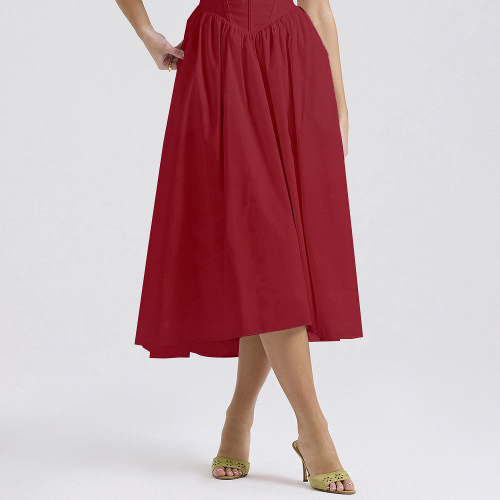 Summer Slim Suspender Long Dress Fashion Printed V-Neck Temperament Dress