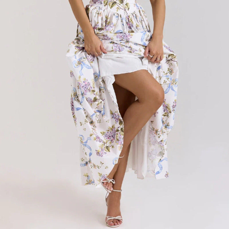 Elegant & Gentle Style Slimming Floral Spaghetti Strap Ethereal Dress