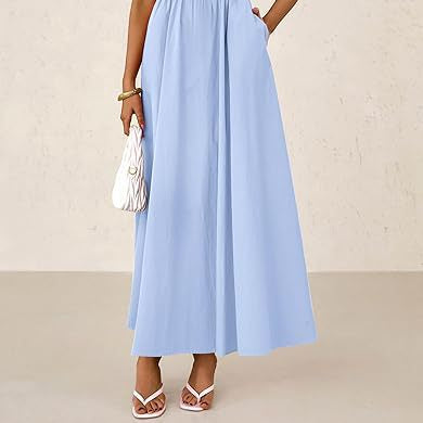 Women's Dress, Thin Shoulder Strap Pleated Vest, Suspender Pocket Dress