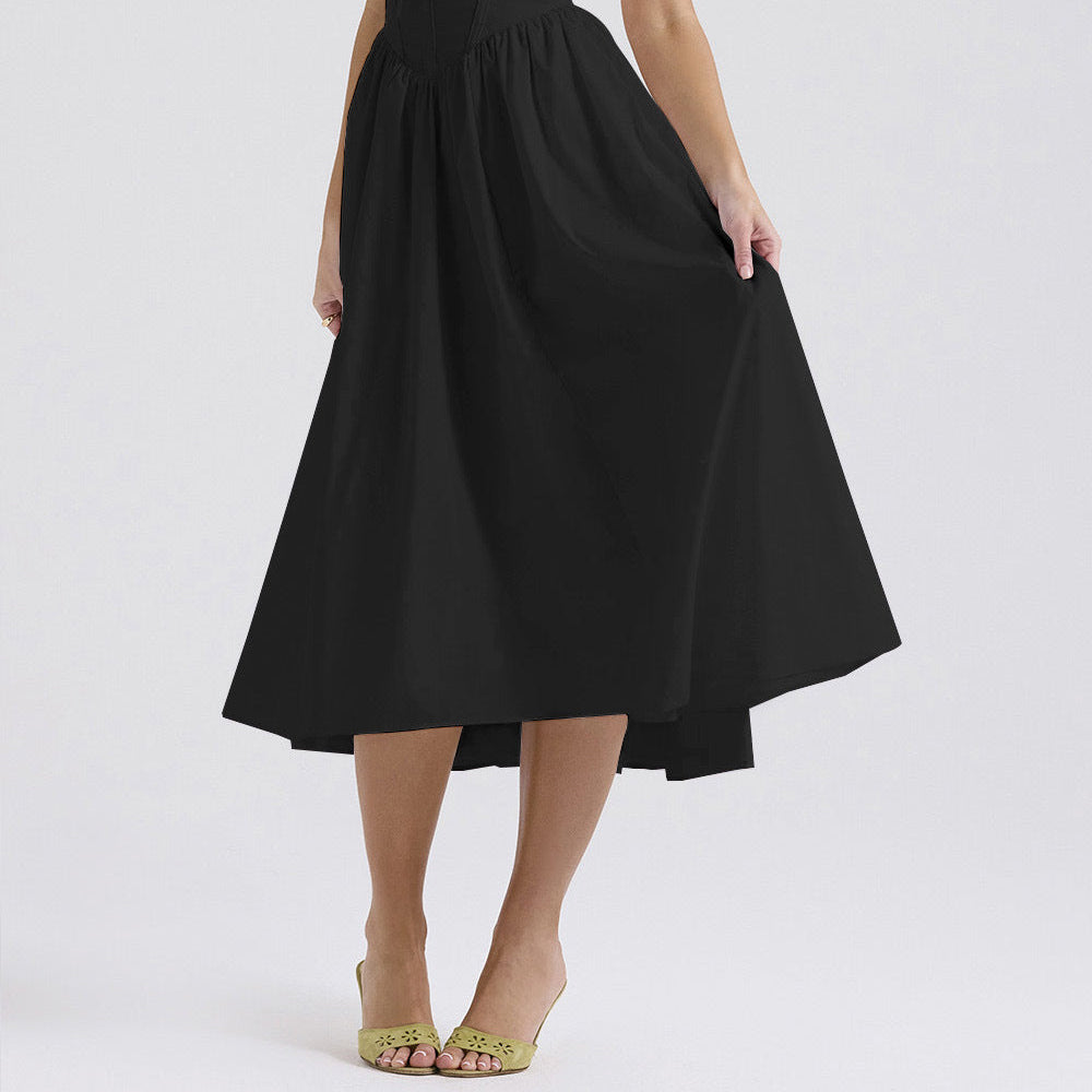 Summer Slim Suspender Long Dress Fashion Printed V-Neck Temperament Dress