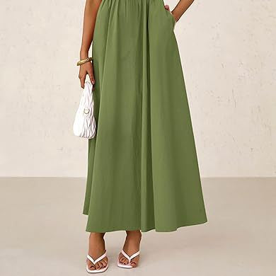 Women's Dress, Thin Shoulder Strap Pleated Vest, Suspender Pocket Dress