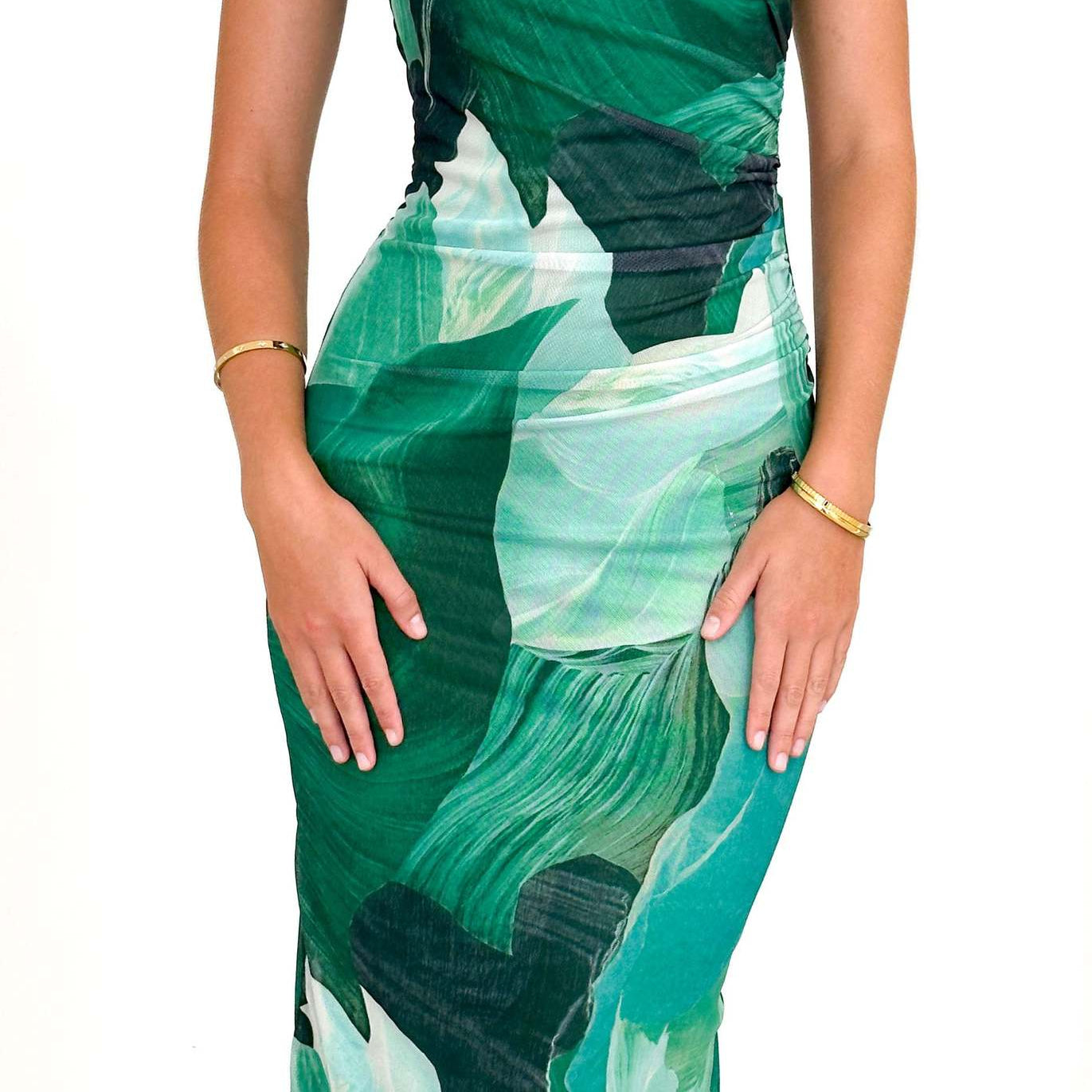 Women's Spring Summer Elegant Sexy Printed Bodycon Waist-Defining Slimming Chic Dress