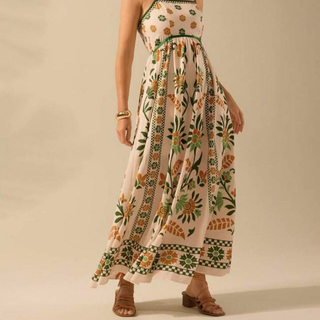 Women's Summer Floral Print Dress - Vacation Style Midi