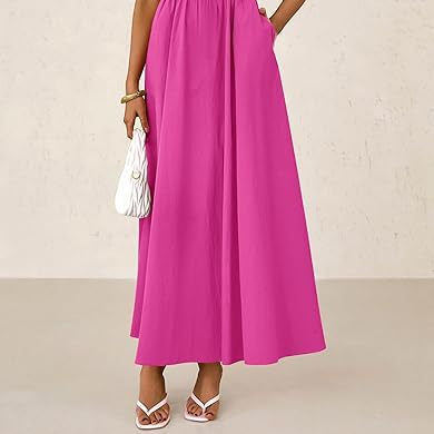 Women's Dress, Thin Shoulder Strap Pleated Vest, Suspender Pocket Dress