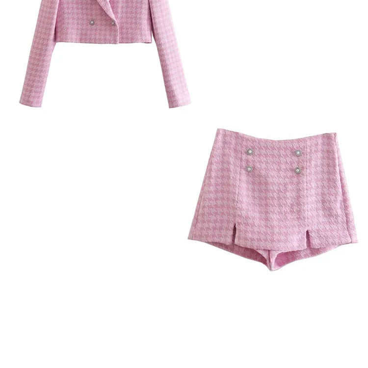 Klacwaya Tweed Set 2 Piece Chic Blazer Women Suit Shorts Sets Women 2022 Suit With Shorts For Women Female Suits