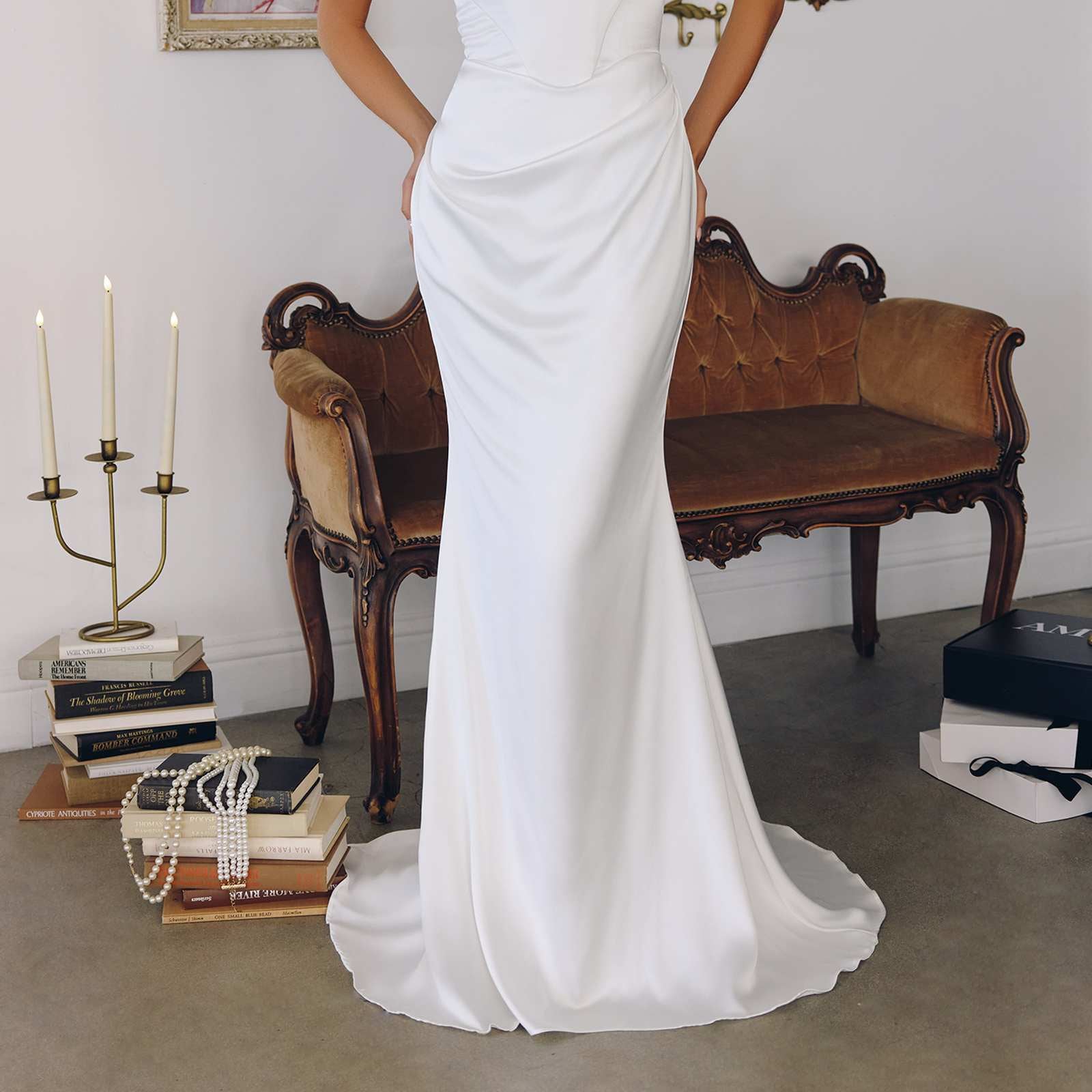 Amoris T727W One Shoulder Fitted Stretch Satin Mermaid Bridal Dress