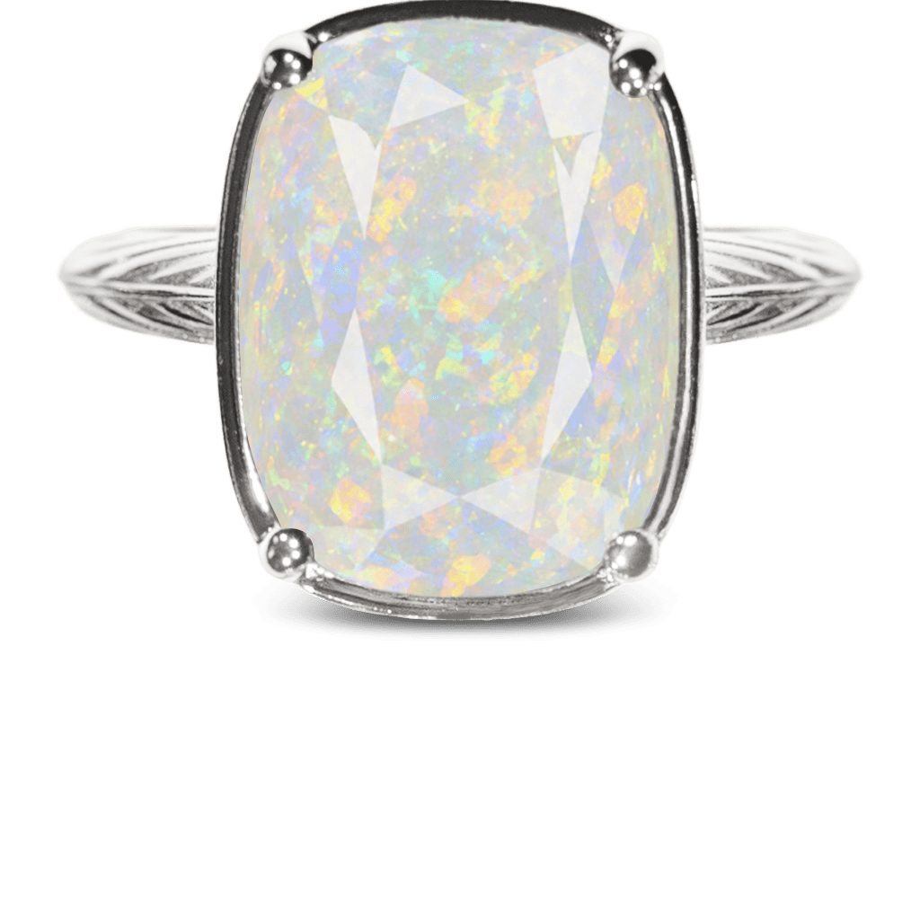 Sterling Silver Elongated Cushion Opal Cocktail Ring
