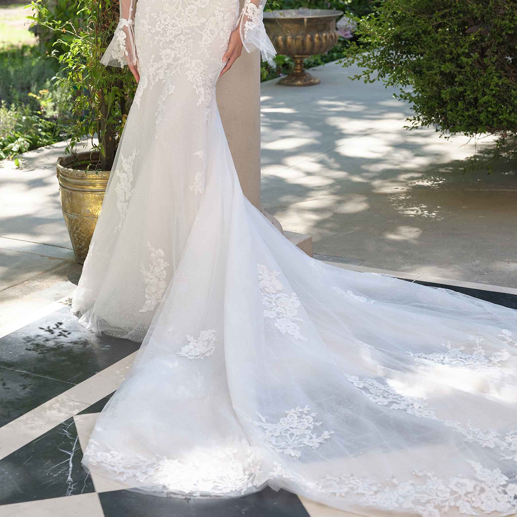 Andrea & Leo WL065 Mermaid Bridal Gown Removable Sheer Lace Sleeves
