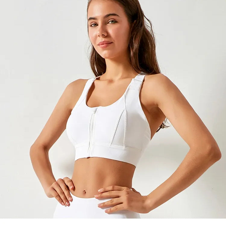 Front Zipper High Impact Athletic Bra