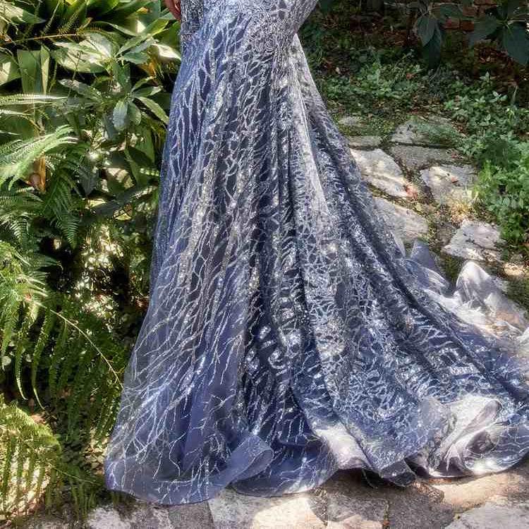 Andrea & Leo A1107 Long Off the Shoulder Lace Fit and Flare Gown