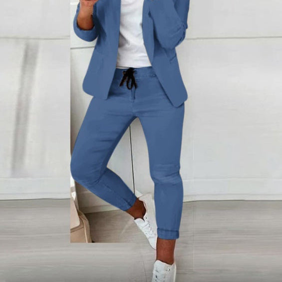 Lapel Blazer & Drawstring Trousers OL Suit – 12 Colors XS–3XL