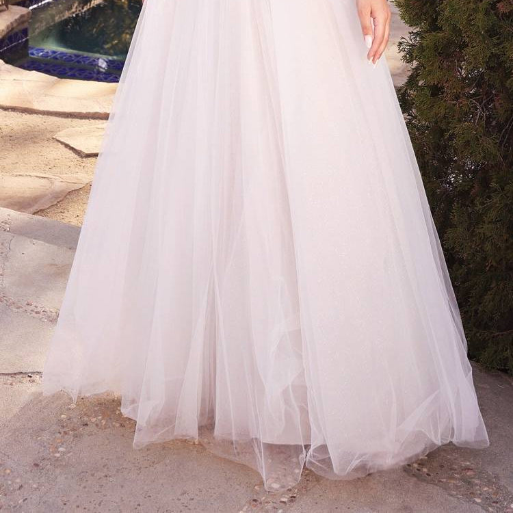 Cinderella Divine CB072W Layered A-Line Tulle Bridal Gown Embroidered Bodice