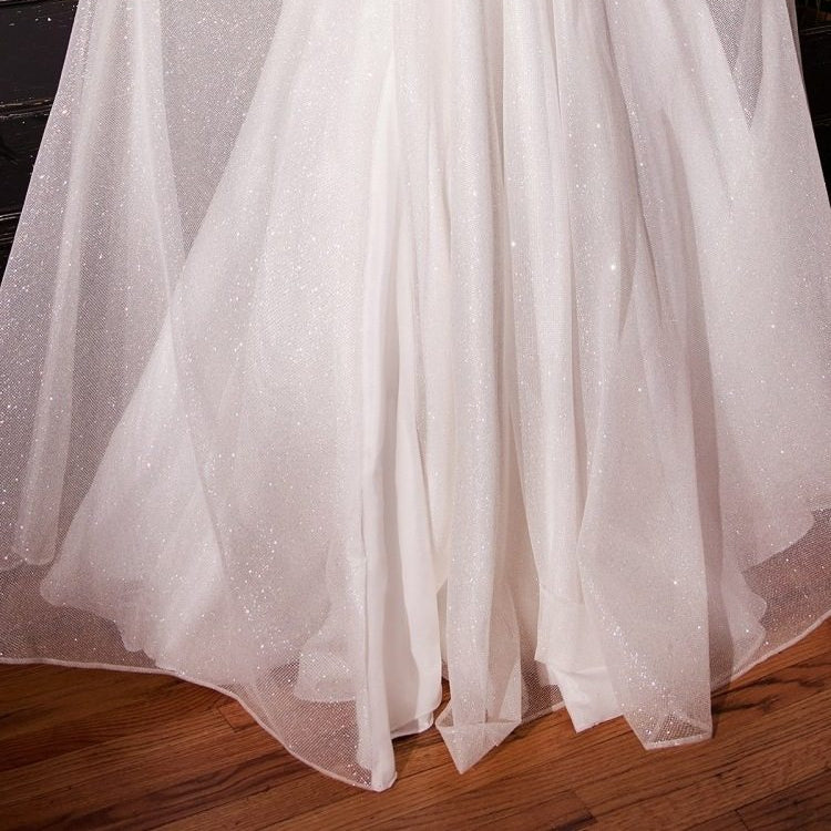 Ladivine CD253W Long Glitter Flocked Bridal Gown with Slit