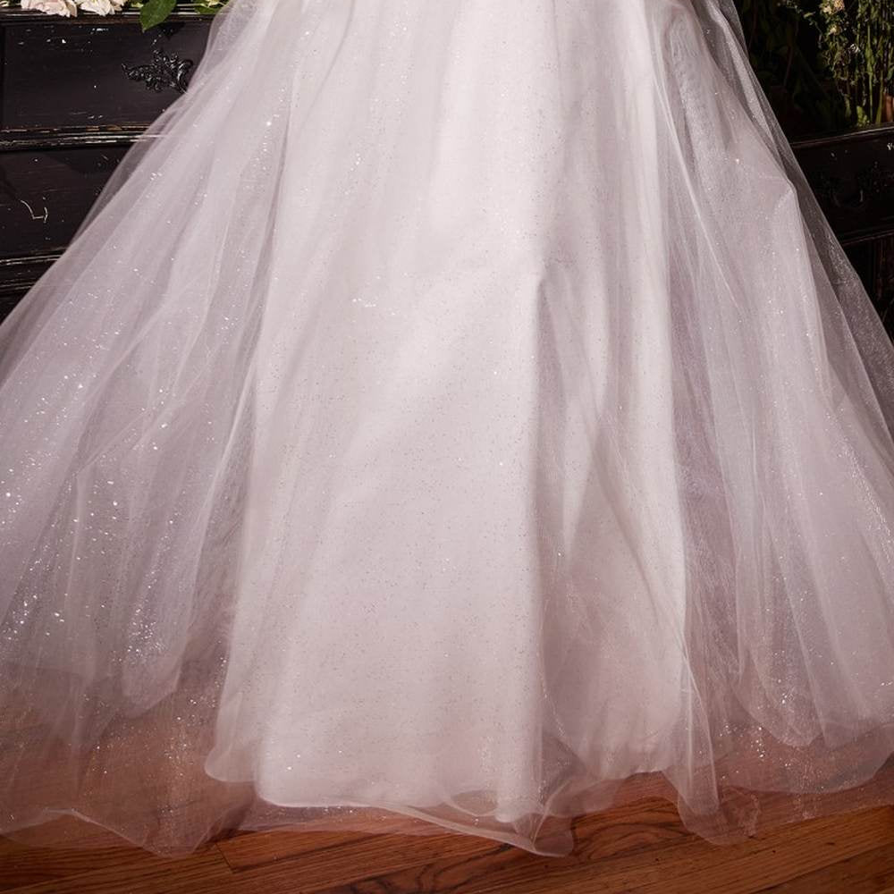 Ladivine CM321W Floor Length Floral Applique A-Line Tulle Bridal Gown