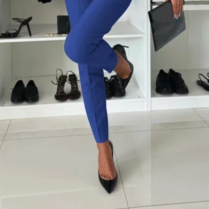 Lapel Button-Down Jacket & Slim-Fit Trousers Suit – 15 Colors XS–XXL