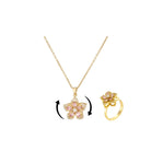 Necklace for Women Gold Flower Fidget Necklace Rotatable Crystal Silver Blossom Pendant Necklaces Adjustable Spinning Fidget Necklaces Redbud Flower Choker Funny Gift Jewelry