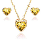 EVEVIC Austrian Crystal Heart Pendant Necklace Earrings for Women 14K Gold Plated Hypoallergenic Jewelry Set