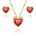 EVEVIC Austrian Crystal Heart Pendant Necklace Earrings for Women 14K Gold Plated Hypoallergenic Jewelry Set