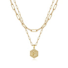 M MOOHAM Dainty Initial Necklaces for Women, 14K-Gold-Plated Layering Necklace for Women Cute Hexagon Letter Initial Necklace Layered Necklaces for Womens Teen Girl Gifts