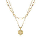 M MOOHAM Dainty Initial Necklaces for Women, 14K-Gold-Plated Layering Necklace for Women Cute Hexagon Letter Initial Necklace Layered Necklaces for Womens Teen Girl Gifts