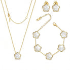 SHINYY Five Leaf Clover Jewelry Set for Women | 18K Gold Plated Bracelet Necklace Earrings | 5 Leaf Lucky Pendant and Ear Studs for Her