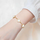 18K Gold Plated Lucky Clover Jewelry Set Black White and Red Four Leaf Clove Bracelet Necklace and Earrings Fashion Birthday Gifts for Women