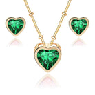 EVEVIC Austrian Crystal Heart Pendant Necklace Earrings for Women 14K Gold Plated Hypoallergenic Jewelry Set
