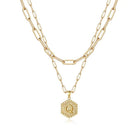 M MOOHAM Dainty Initial Necklaces for Women, 14K-Gold-Plated Layering Necklace for Women Cute Hexagon Letter Initial Necklace Layered Necklaces for Womens Teen Girl Gifts