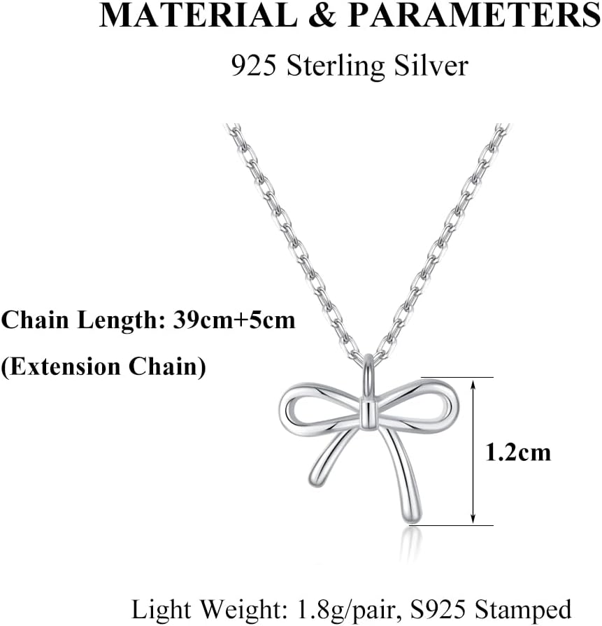 SLUYNZ Solid 925 Sterling Silver Bow Choker Necklace for Women Teens Simple Bowknot Pendant Necklace